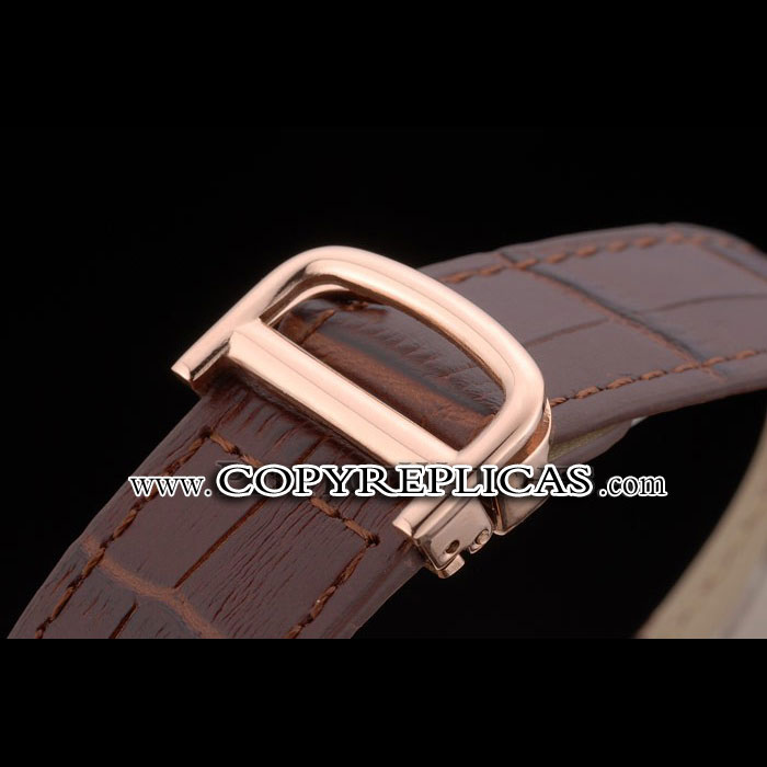 Cartier Tank Anglaise 36mm White Dial Gold Case Brown Leather Bracelet CTR6091 - Photo-3