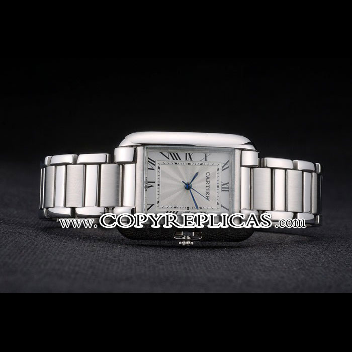 Cartier Tank Anglaise 30mm White Dial Stainless Steel Case And Bracelet CTR6092 - Photo-2