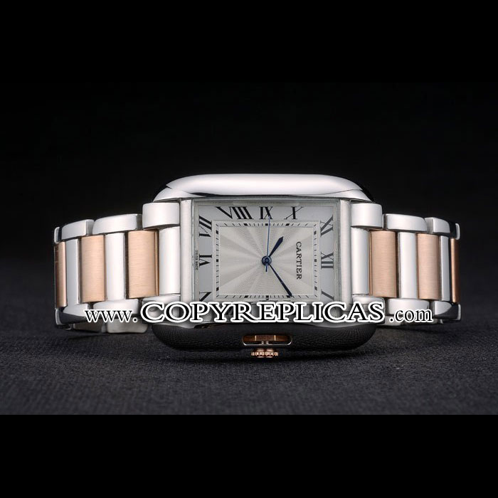 Cartier Tank Anglaise 36mm White Dial Stainless Steel Case Two Tone Bracelet CTR6094 - Photo-2