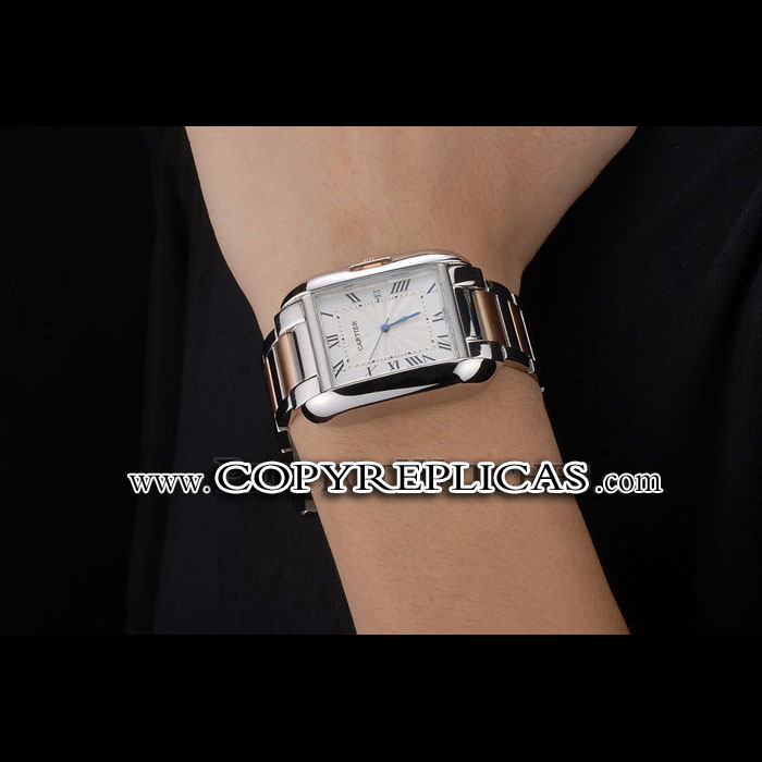 Cartier Tank Anglaise 36mm White Dial Stainless Steel Case Two Tone Bracelet CTR6094 - Photo-4