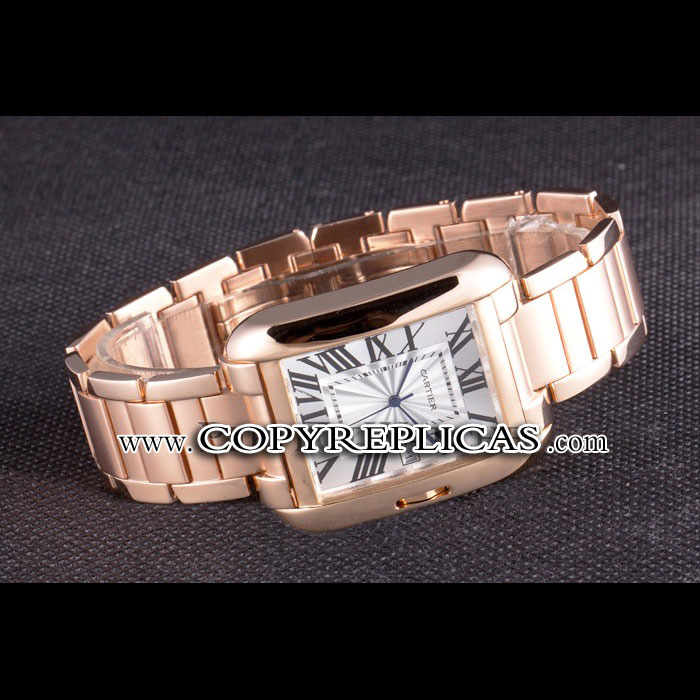 Cartier Tank Anglaise 36mm White Dial Rose Gold Case And Bracelet CTR6095 - Photo-2