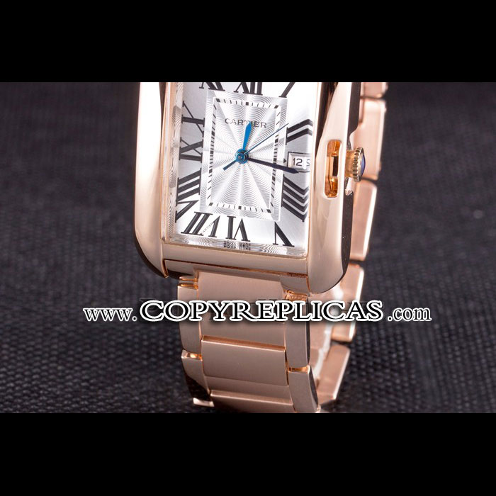 Cartier Tank Anglaise 36mm White Dial Rose Gold Case And Bracelet CTR6095 - Photo-4