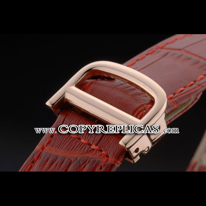 Cartier Tank Anglaise 30mm White Dial Gold Case Red Leather Bracelet CTR6101 - Photo-3