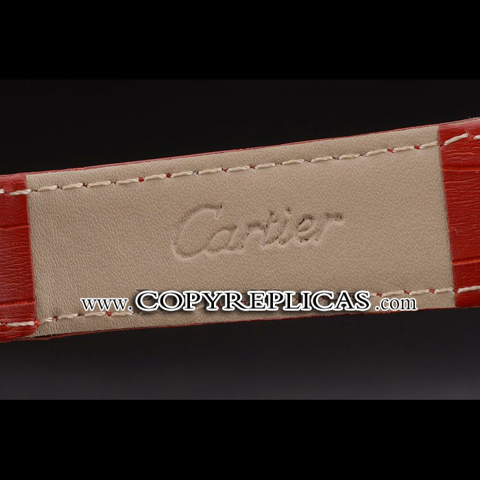Cartier Tank Anglaise 30mm White Dial Gold Case Red Leather Bracelet CTR6101 - Photo-4