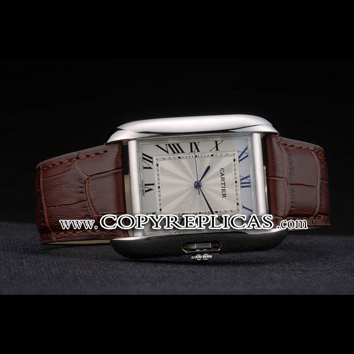 Cartier Tank Anglaise 36mm White Dial Stainless Steel Case Brown Leather Bracelet CTR6102 - Photo-2