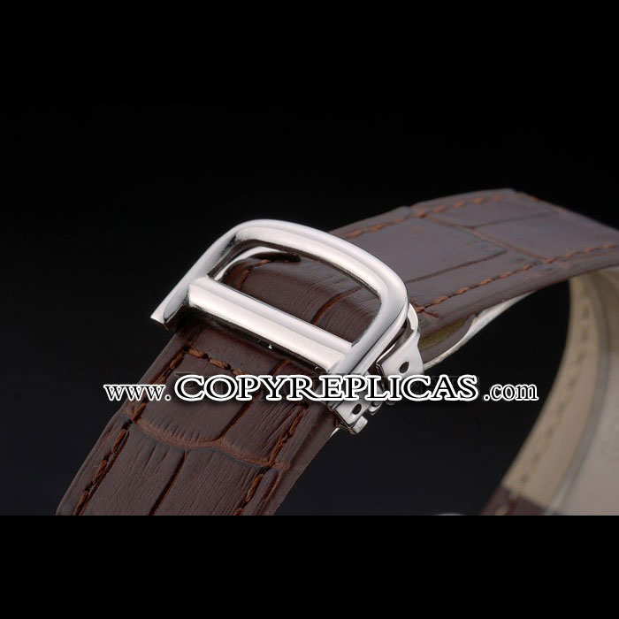Cartier Tank Anglaise 36mm White Dial Stainless Steel Case Brown Leather Bracelet CTR6102 - Photo-3