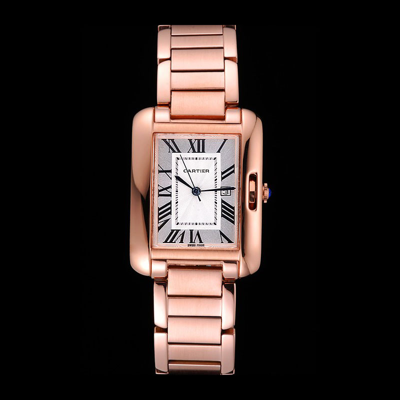 Cartier Tank Anglaise 30mm White Dial Rose Gold Case And Bracelet CTR6104