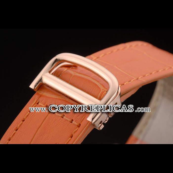 Cartier Tank Anglaise 36mm White Dial Gold Case Orange Leather Bracelet CTR6105 - Photo-3