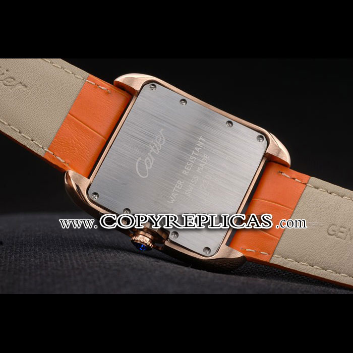 Cartier Tank Anglaise 36mm White Dial Gold Case Orange Leather Bracelet CTR6105 - Photo-4