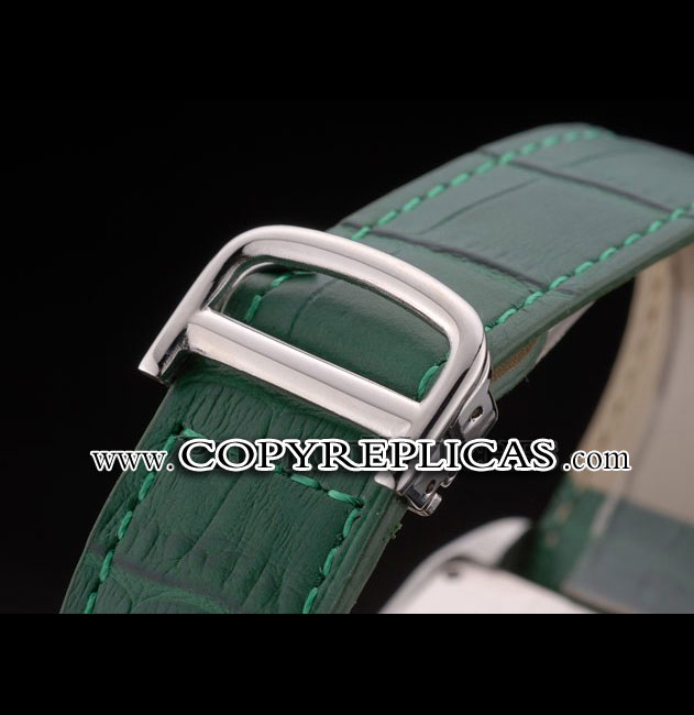 Cartier Tank Anglaise 36mm White Dial Diamonds Steel Case Green Leather Bracelet CTR6107 - Photo-3