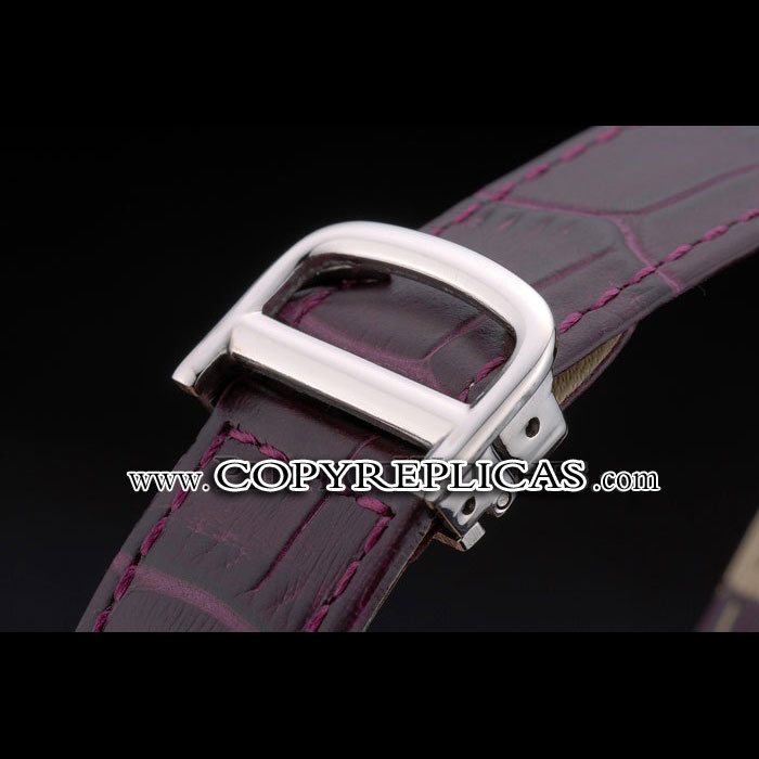 Cartier Tank Anglaise 30mm White Dial Stainless Steel Case Purple Leather Bracelet CTR6108 - Photo-3