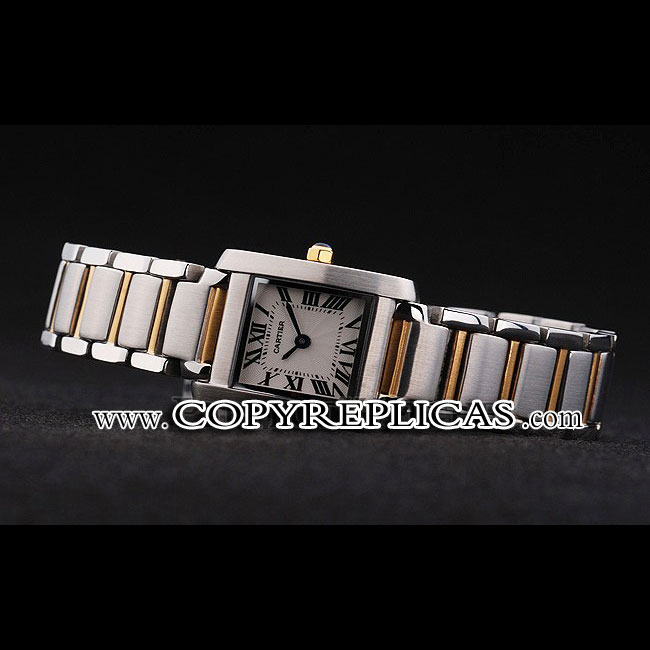 Cartier Tank Francaise 22mm White Dial Stainless Steel Case Two Tone Bracelet CTR6111 - Photo-3