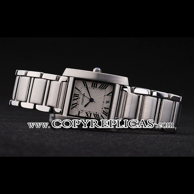 Cartier Tank Francaise 29mm White Dial Stainless Steel Case And Bracelet CTR6112 - Photo-4