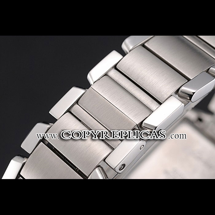 Swiss Cartier Tank Francaise Steel Case White Dial Roman Numerals Stainless Steel CTR6113 - Photo-3