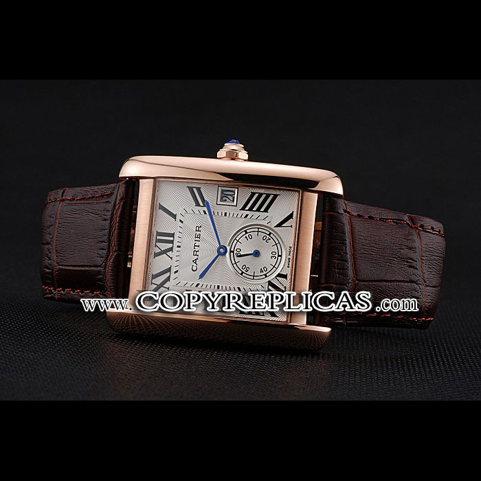Cartier Tank MC White Dial Gold Case Brown Leather Strap CTR6115 - Photo-2