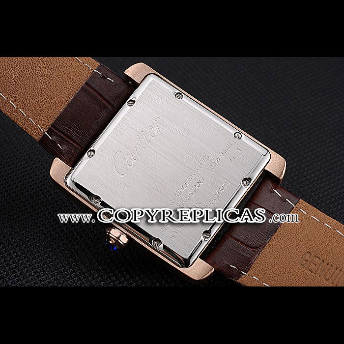 Cartier Tank MC White Dial Gold Case Brown Leather Strap CTR6115 - Photo-3