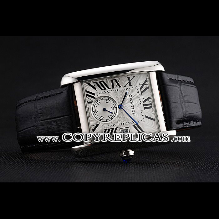 Cartier Tank MC White Dial Stainless Steel Case Black Leather Strap CTR6116 - Photo-2