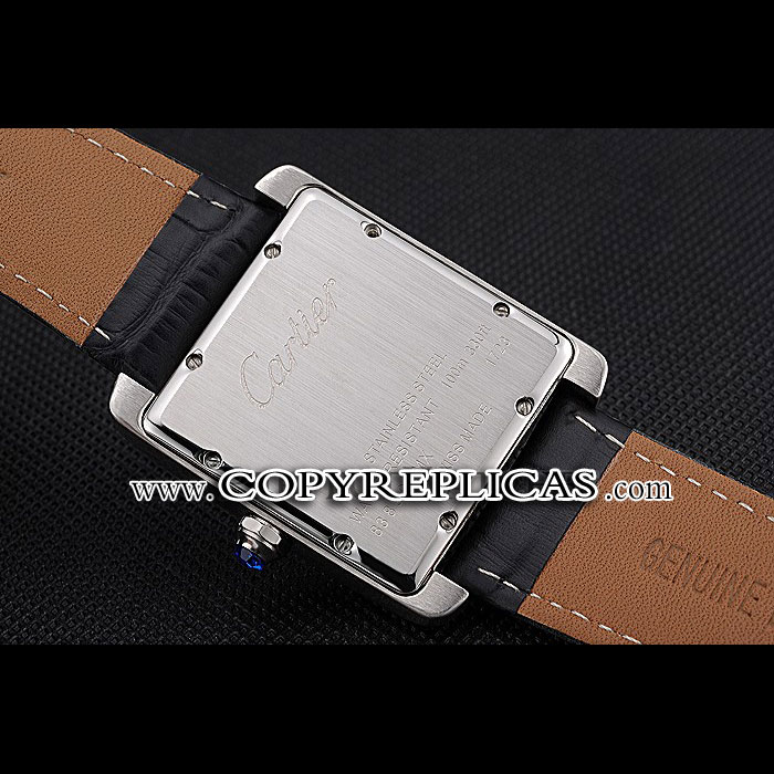 Cartier Tank MC White Dial Stainless Steel Case Black Leather Strap CTR6116 - Photo-4