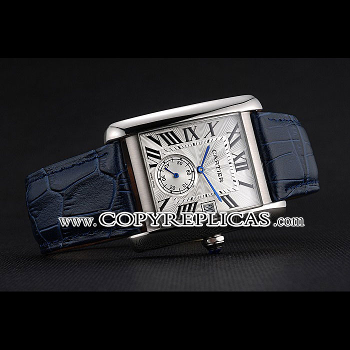 Cartier Tank MC White Dial Stainless Steel Case Blue Leather Strap CTR6118 - Photo-2