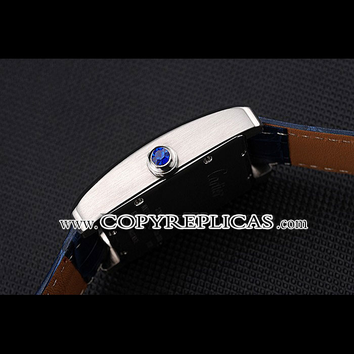 Cartier Tank MC White Dial Stainless Steel Case Blue Leather Strap CTR6118 - Photo-3