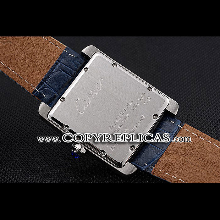 Cartier Tank MC White Dial Stainless Steel Case Blue Leather Strap CTR6118 - Photo-4