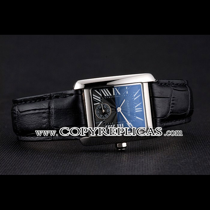 Cartier Tank MC Stainless Steel Case Black Dial Black Leather Strap CTR6119 - Photo-2