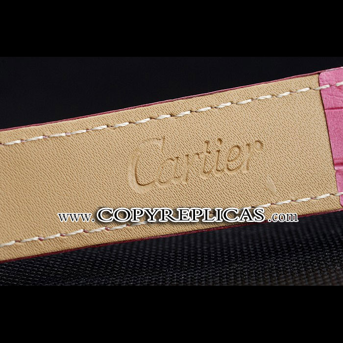 Cartier Tank MC Gold Case White Dial Pink Leather Strap CTR6120 - Photo-3