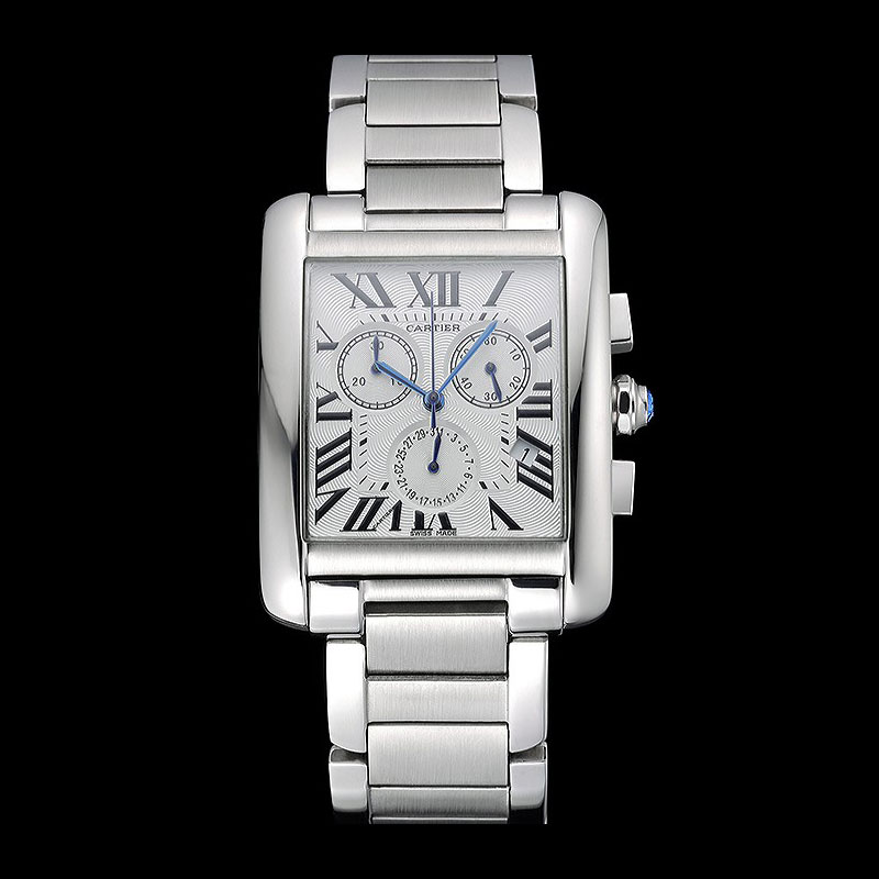 Cartier Tank MC White Dial Stainless Steel Case And Bracelet CTR6121