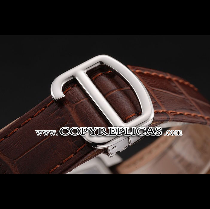 Swiss Cartier Tank MC White Dial Stainless Steel Case Brown Leather Strap CTR6122 - Photo-3
