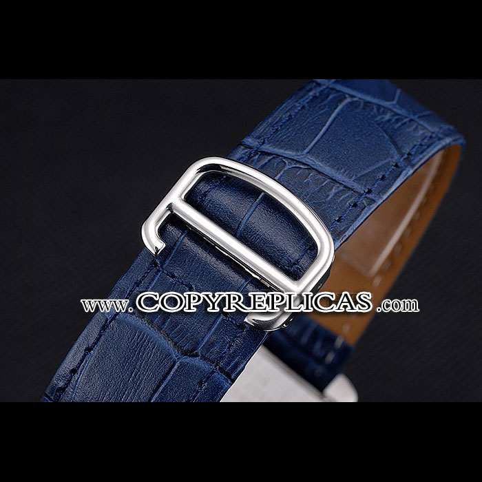 Cartier Tank MC Blue Dial Stainless Steel Case Blue Leather Bracelet CTR6125 - Photo-3