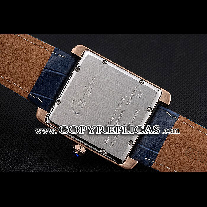 Cartier Tank MC White Dial Gold Case Blue Leather Strap CTR6126 - Photo-4