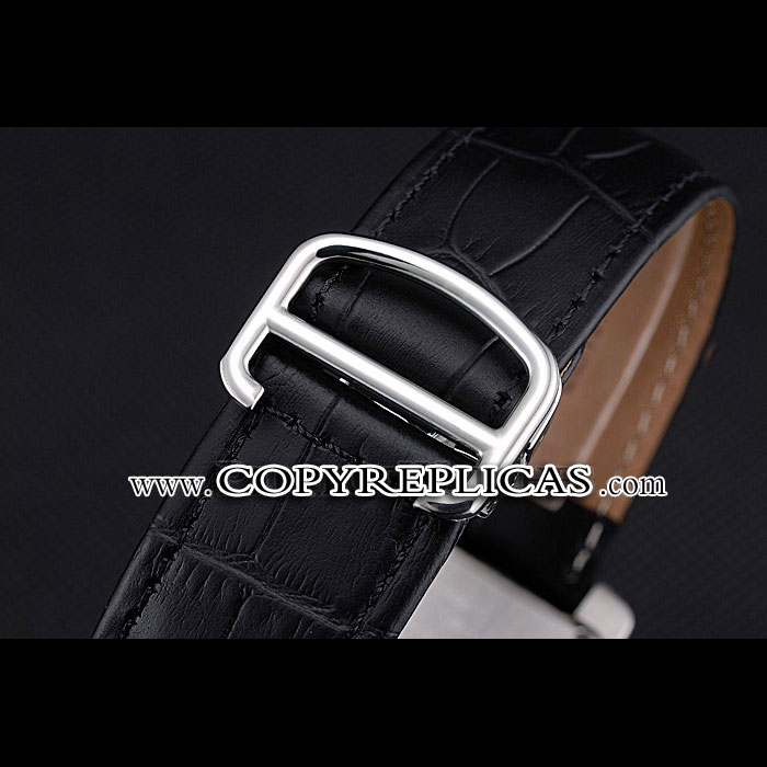 Cartier Tank MC Black Dial Stainless Steel Case Black Leather Bracelet CTR6127 - Photo-3