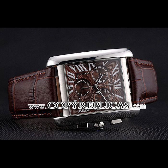 Cartier Tank MC Brown Dial Stainless Steel Case Brown Leather Bracelet CTR6128 - Photo-2