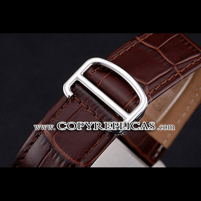 Cartier Tank MC Brown Dial Stainless Steel Case Brown Leather Bracelet CTR6128 - Photo-3