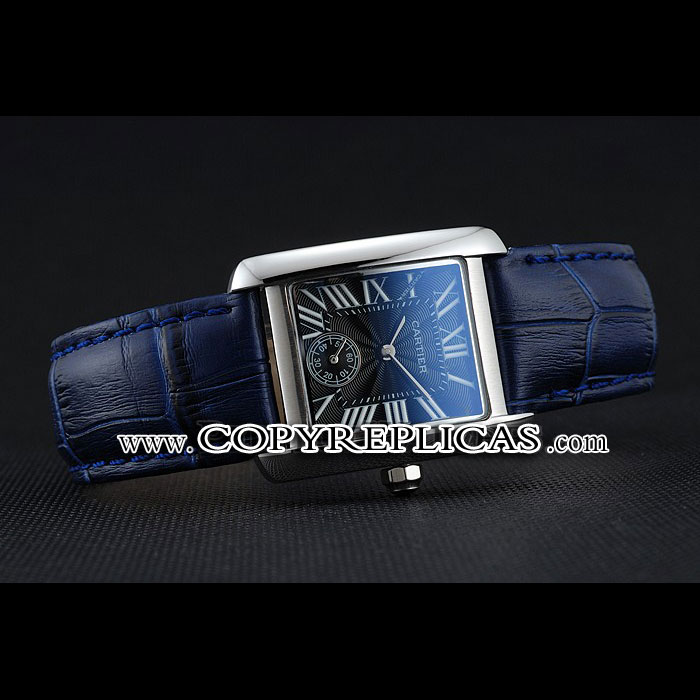 Cartier Tank MC Stainless Steel Case Blue Dial Blue Leather Strap CTR6131 - Photo-2