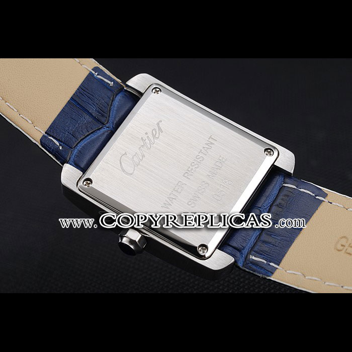 Cartier Tank MC Stainless Steel Case Blue Dial Blue Leather Strap CTR6131 - Photo-3