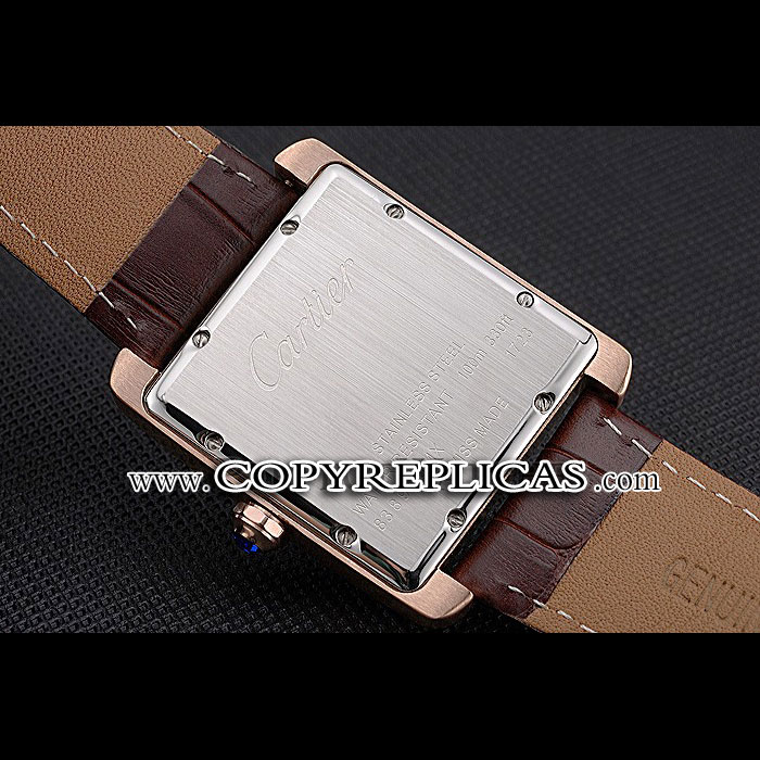 Cartier Tank MC Black Dial Gold Case Brown Leather Strap CTR6133 - Photo-3