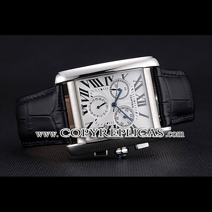 Cartier Tank MC White Dial Stainless Steel Case Black Leather Bracelet CTR6134 - Photo-2