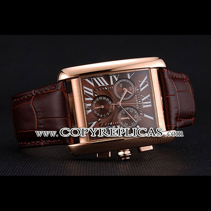 Cartier Tank MC Brown Dial Gold Case Brown Leather Bracelet CTR6135 - Photo-2