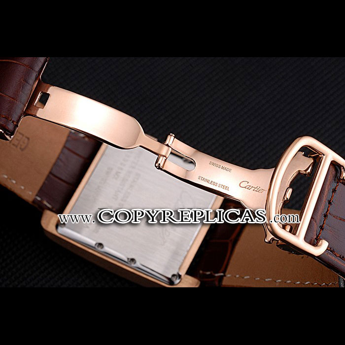 Cartier Tank MC Brown Dial Gold Case Brown Leather Bracelet CTR6135 - Photo-4