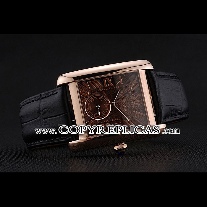 Cartier Tank MC Brown Dial Gold Case Black Leather Strap CTR6139 - Photo-2