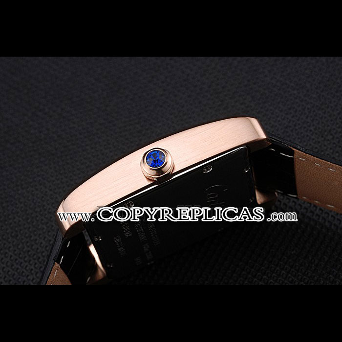 Cartier Tank MC Brown Dial Gold Case Black Leather Strap CTR6139 - Photo-3