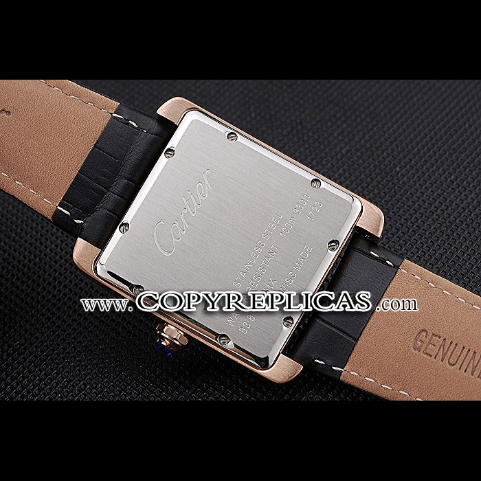 Cartier Tank MC Brown Dial Gold Case Black Leather Strap CTR6139 - Photo-4