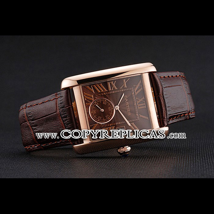 Cartier Tank MC Brown Dial Gold Case Brown Leather Strap CTR6140 - Photo-2