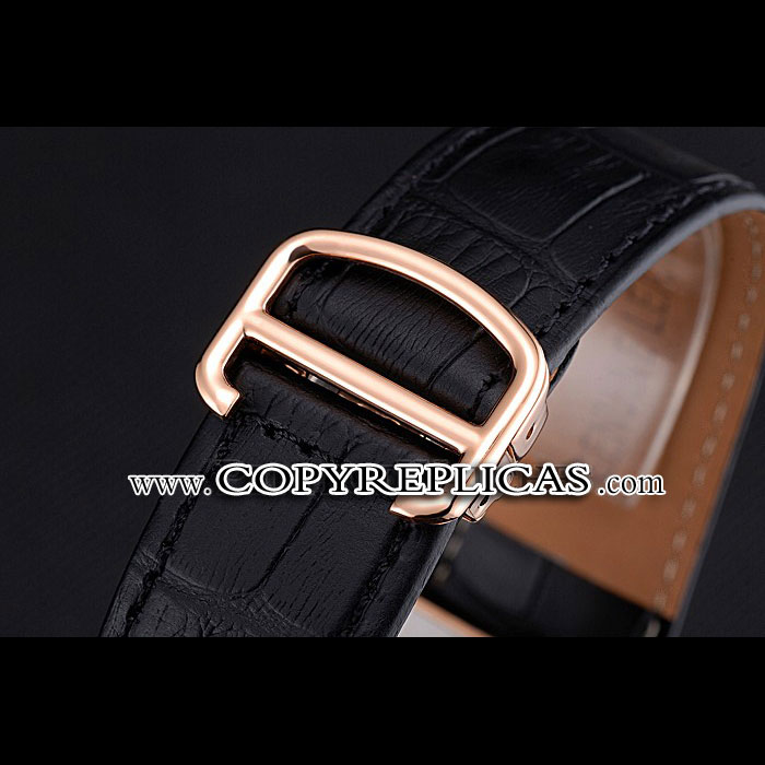 Cartier Tank MC White Dial Gold Case Black Leather Bracelet CTR6141 - Photo-3