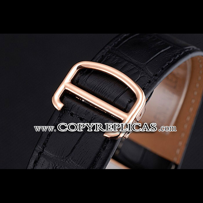 Cartier Tank MC Black Dial Gold Case Black Leather Bracelet CTR6142 - Photo-3