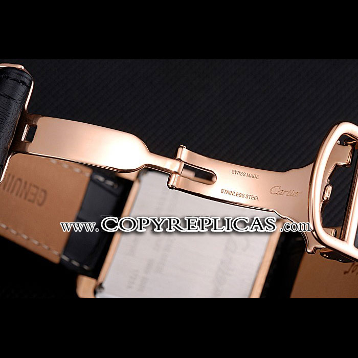 Cartier Tank MC Black Dial Gold Case Black Leather Bracelet CTR6142 - Photo-4