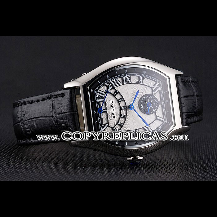 Cartier Tortue Perpetual Calendar White Dial Stainless Steel Case Black Leather Strap CTR6145 - Photo-2