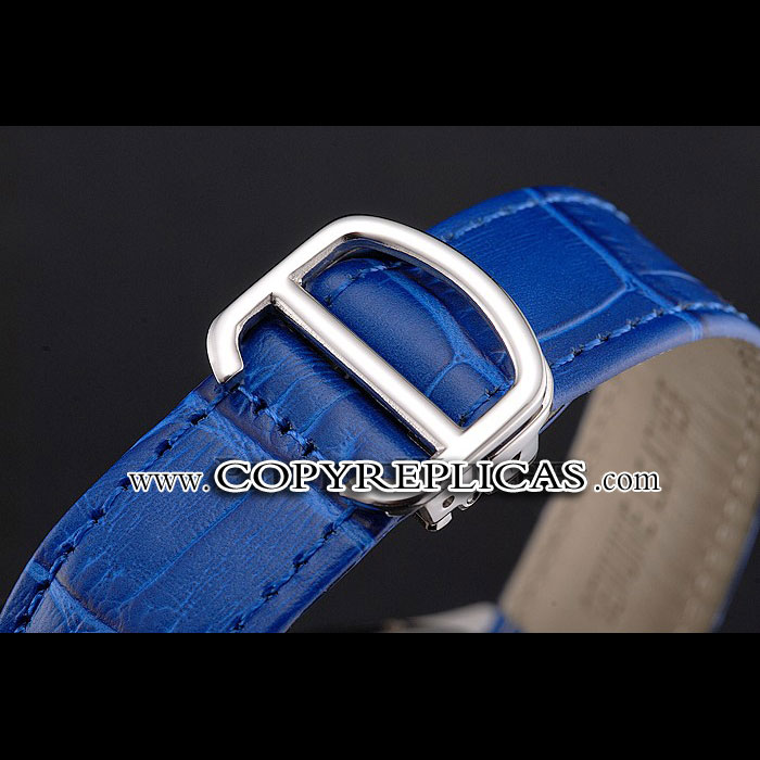 Cartier Tortue Large Date White Dial Stainless Steel Case Blue Leather Strap CTR6146 - Photo-3