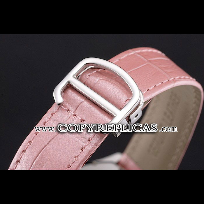 Cartier Tortue Large Date White Dial Stainless Steel Case Pink Leather Strap CTR6147 - Photo-3